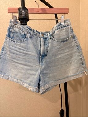 Good American Light Blue Denim High-Rise Cutoff Shorts